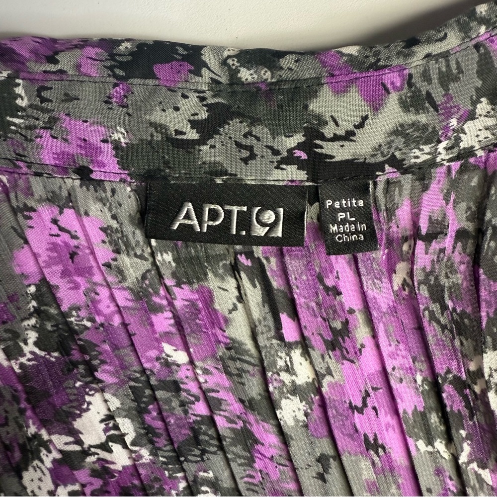 Apt 9 Floral Ruffle Women's Top Size L petite stretchy pleated material - Picture 6 of 9